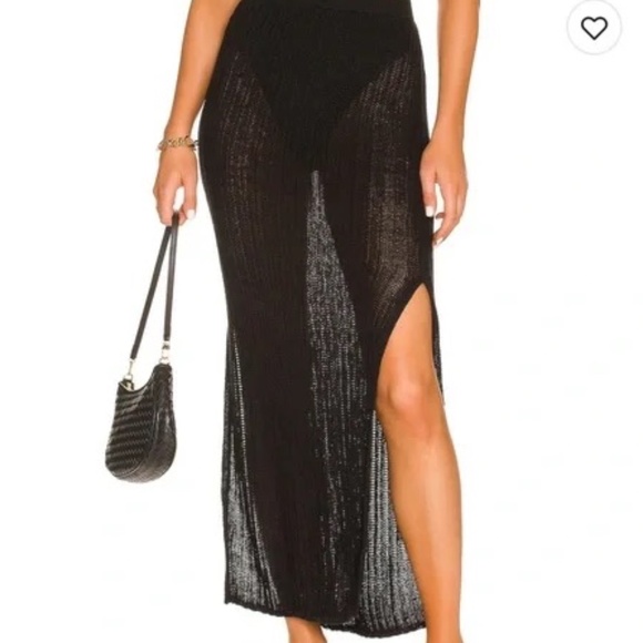 CAMILA COELHO 'Cleo'  Black Sheer Knit Maxi Skirt & Matching Top SIZES S/XS - Picture 6 of 16